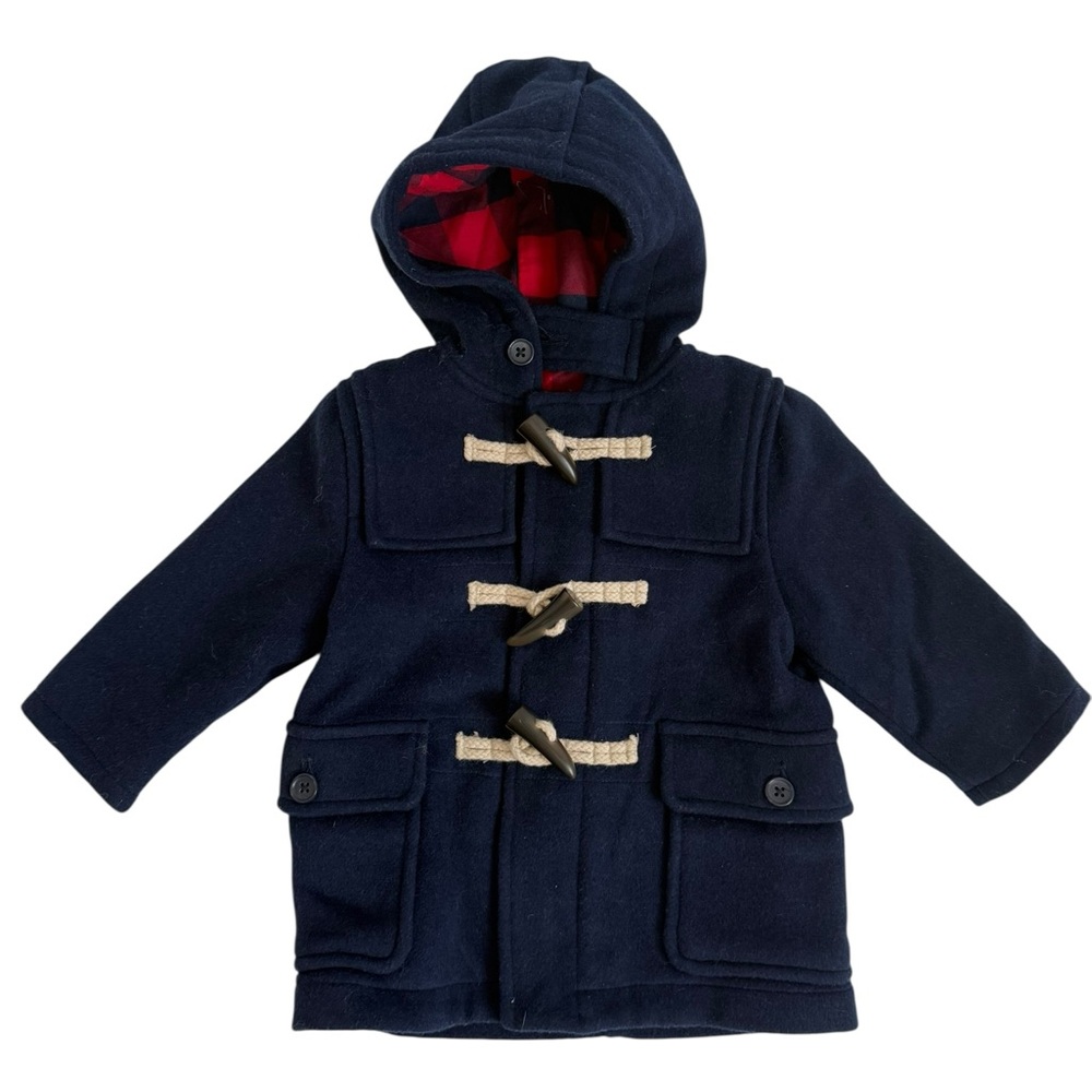 Baby Gap Wool Navy Toggle Coat with Hood, Size 12-18months